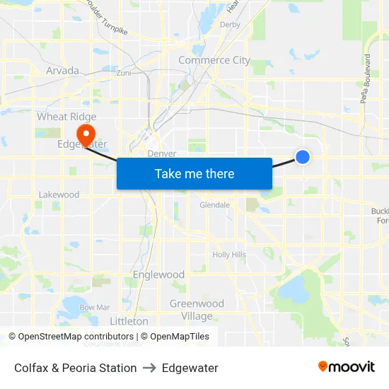 Colfax & Peoria Station to Edgewater map
