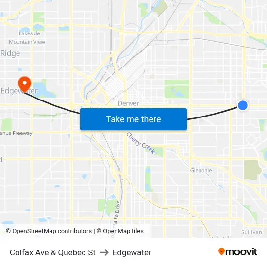 Colfax Ave & Quebec St to Edgewater map