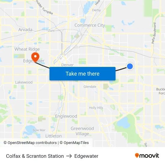 Colfax & Scranton Station to Edgewater map