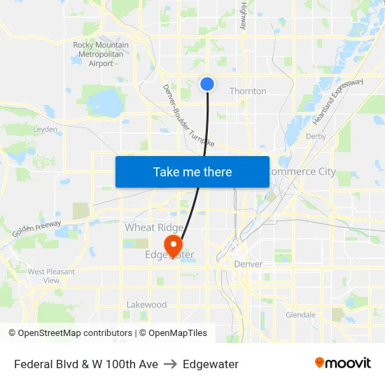 Federal Blvd & W 100th Ave to Edgewater map