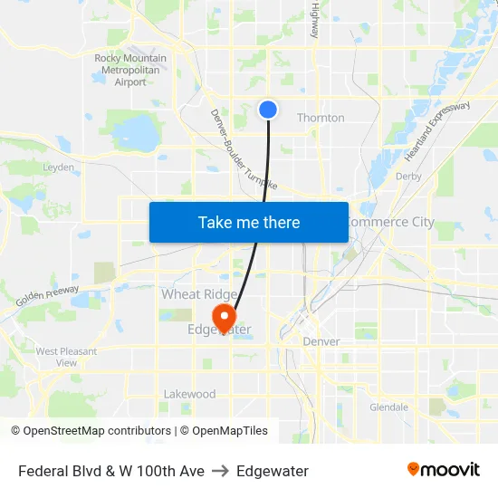 Federal Blvd & W 100th Ave to Edgewater map