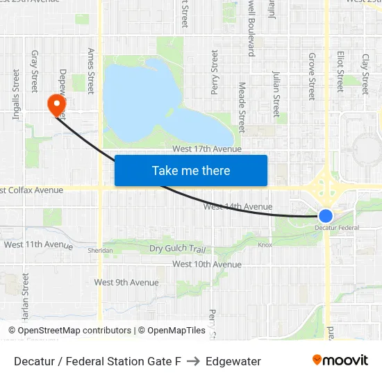 Decatur / Federal Station Gate F to Edgewater map