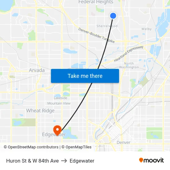 Huron St & W 84th Ave to Edgewater map