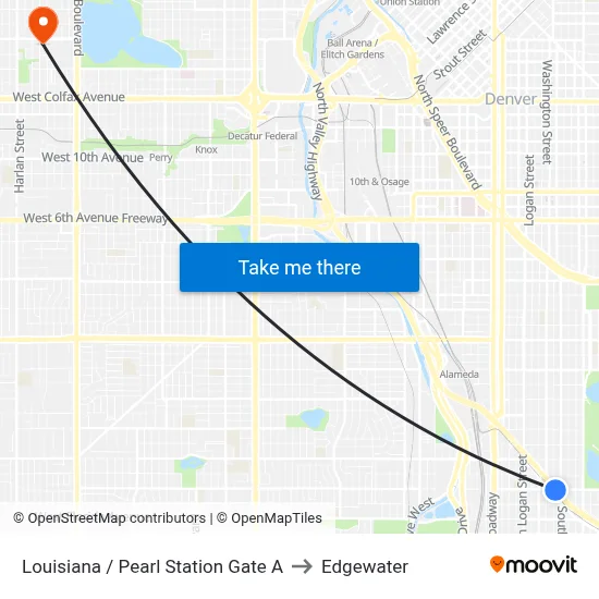 Louisiana / Pearl Station Gate A to Edgewater map