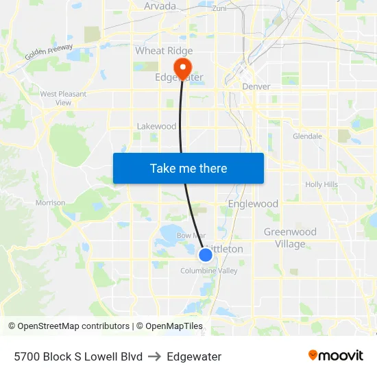 5700 Block S Lowell Blvd to Edgewater map