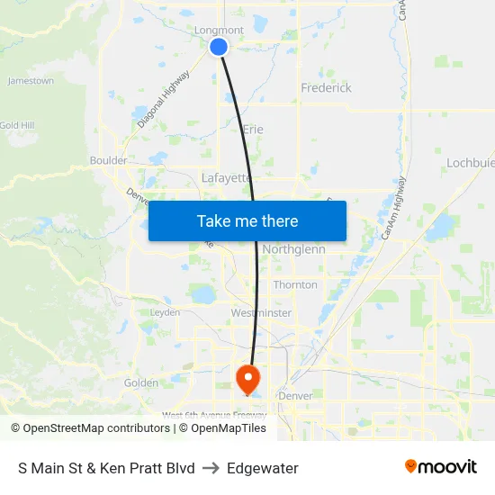 S Main St & Ken Pratt Blvd to Edgewater map