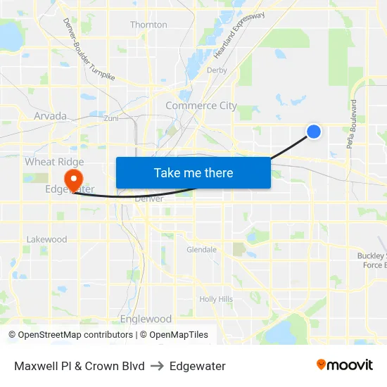 Maxwell Pl & Crown Blvd to Edgewater map