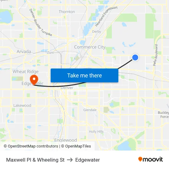 Maxwell Pl & Wheeling St to Edgewater map