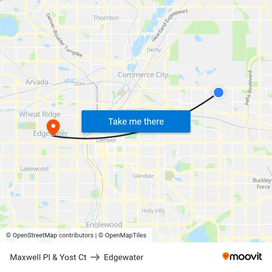 Maxwell Pl & Yost Ct to Edgewater map