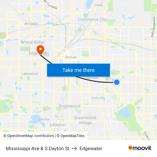 Mississippi Ave & S Dayton St to Edgewater map