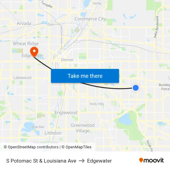 S Potomac St & Louisiana Ave to Edgewater map