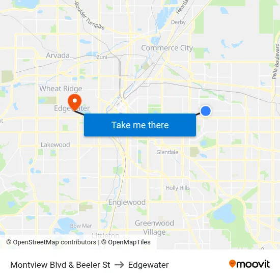 Montview Blvd & Beeler St to Edgewater map
