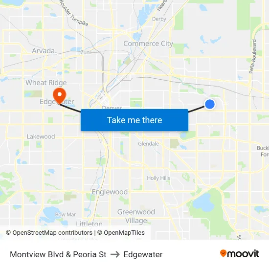 Montview Blvd & Peoria St to Edgewater map