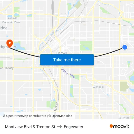 Montview Blvd & Trenton St to Edgewater map
