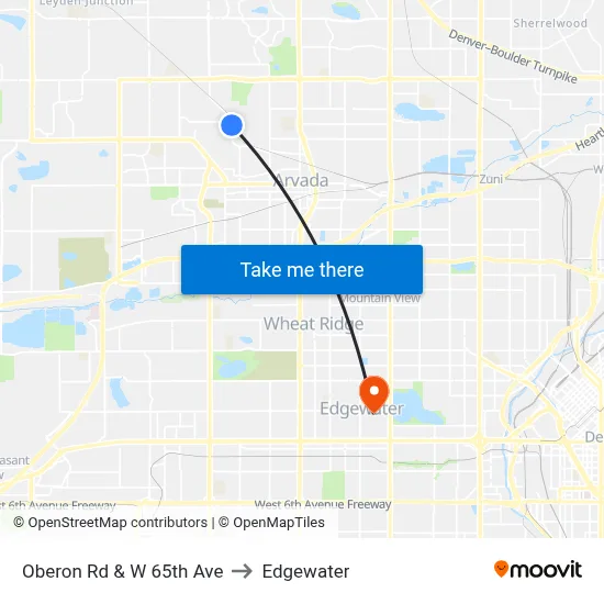 Oberon Rd & W 65th Ave to Edgewater map