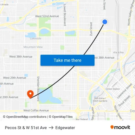 Pecos St & W 51st Ave to Edgewater map
