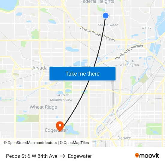 Pecos St & W 84th Ave to Edgewater map
