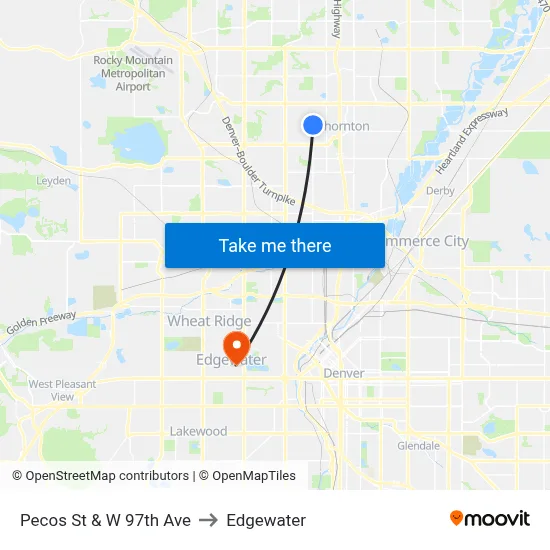 Pecos St & W 97th Ave to Edgewater map