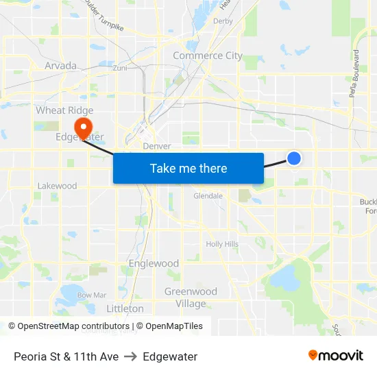 Peoria St & 11th Ave to Edgewater map