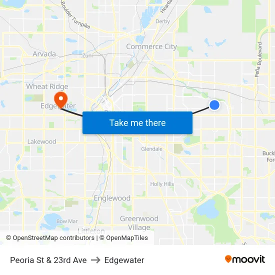Peoria St & 23rd Ave to Edgewater map
