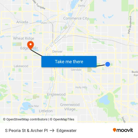 S Peoria St & Archer Pl to Edgewater map