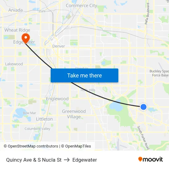 Quincy Ave & S Nucla St to Edgewater map