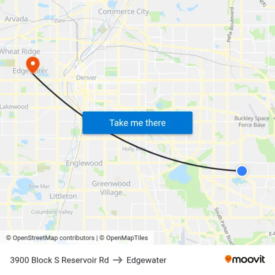 3900 Block S Reservoir Rd to Edgewater map
