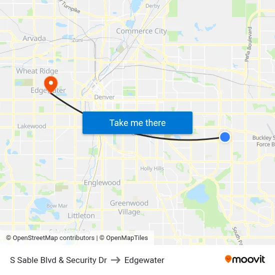 S Sable Blvd & Security Dr to Edgewater map