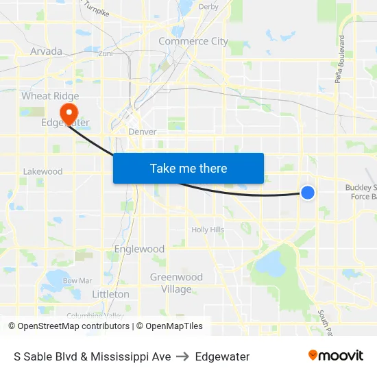 S Sable Blvd & Mississippi Ave to Edgewater map