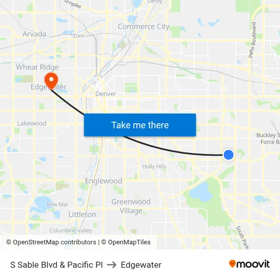 S Sable Blvd & Pacific Pl to Edgewater map