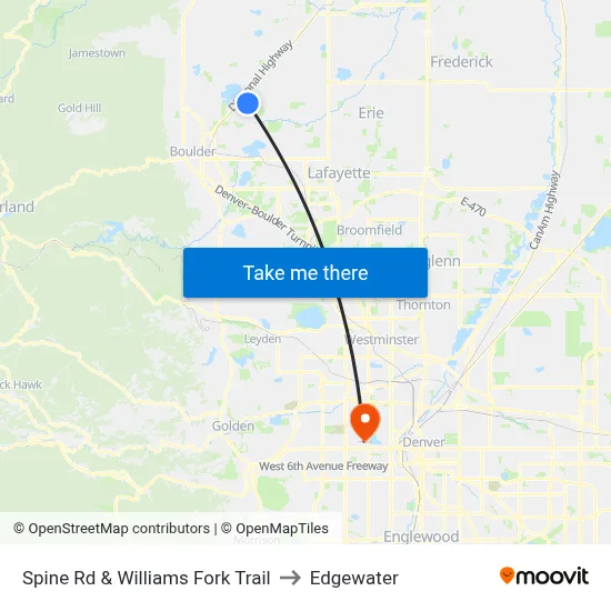 Spine Rd & Williams Fork Trail to Edgewater map