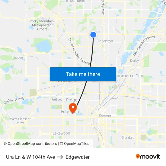 Ura Ln & W 104th Ave to Edgewater map