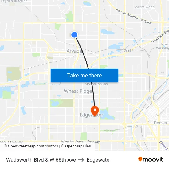 Wadsworth Blvd & W 66th Ave to Edgewater map