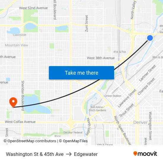 Washington St & 45th Ave to Edgewater map