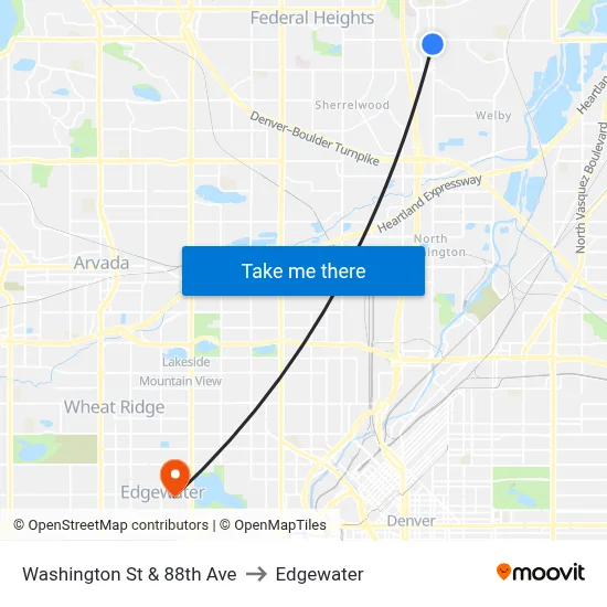 Washington St & 88th Ave to Edgewater map