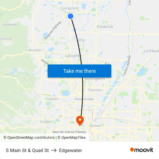 S Main St & Quail St to Edgewater map