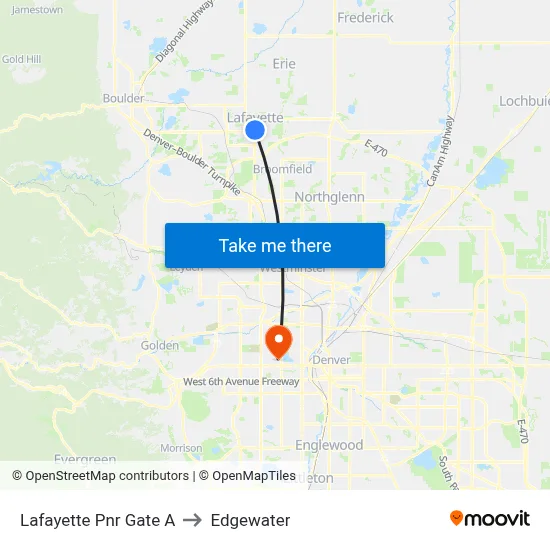 Lafayette Pnr Gate A to Edgewater map