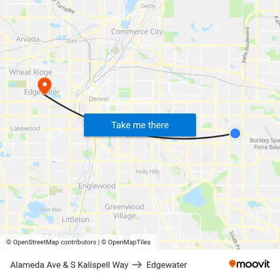 Alameda Ave & S Kalispell Way to Edgewater map