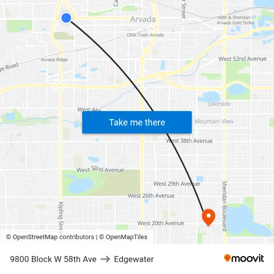9800 Block W 58th Ave to Edgewater map