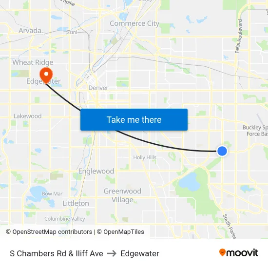 S Chambers Rd & Iliff Ave to Edgewater map