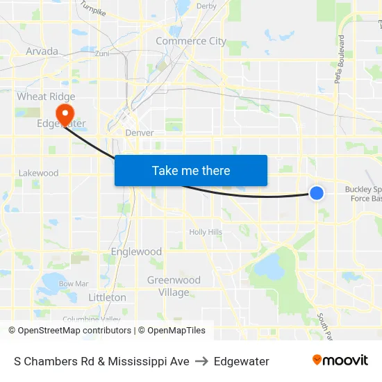 S Chambers Rd & Mississippi Ave to Edgewater map