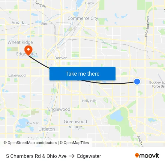 S Chambers Rd & Ohio Ave to Edgewater map