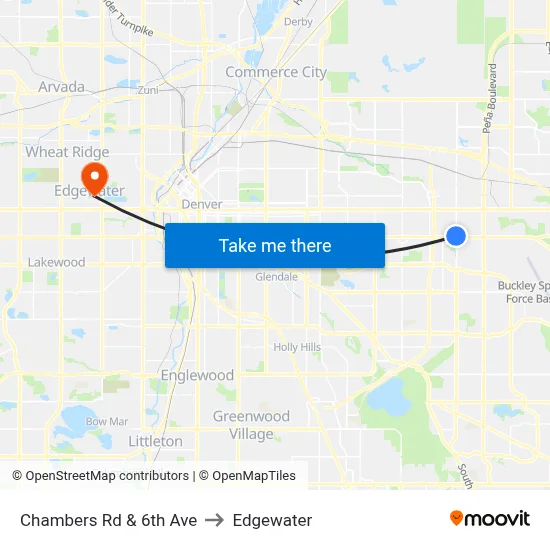 Chambers Rd & 6th Ave to Edgewater map