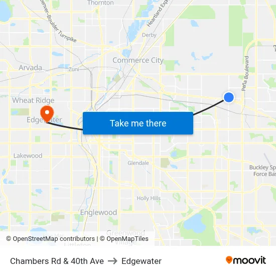 Chambers Rd & 40th Ave to Edgewater map