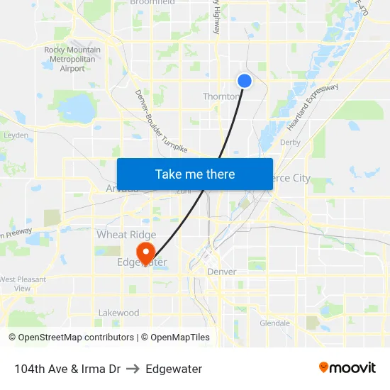 104th Ave & Irma Dr to Edgewater map