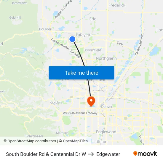 South Boulder Rd & Centennial Dr W to Edgewater map