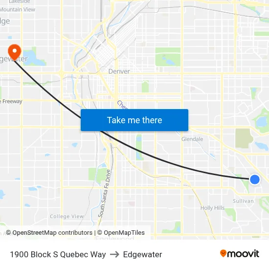1900 Block S Quebec Way to Edgewater map
