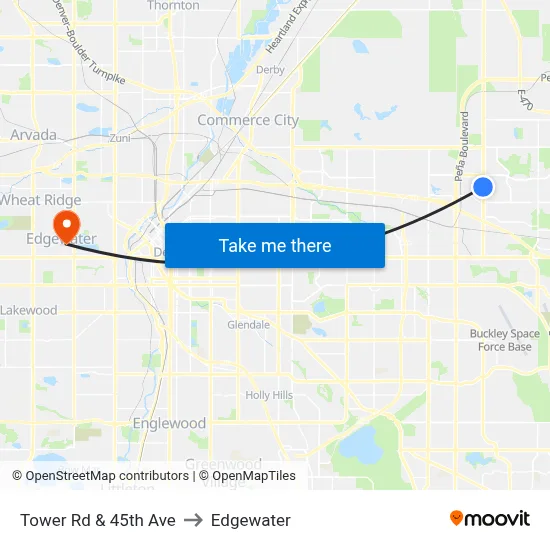 Tower Rd & 45th Ave to Edgewater map