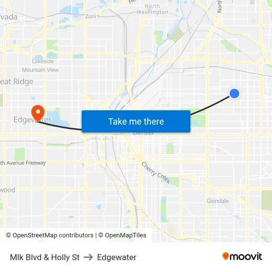 Mlk Blvd & Holly St to Edgewater map