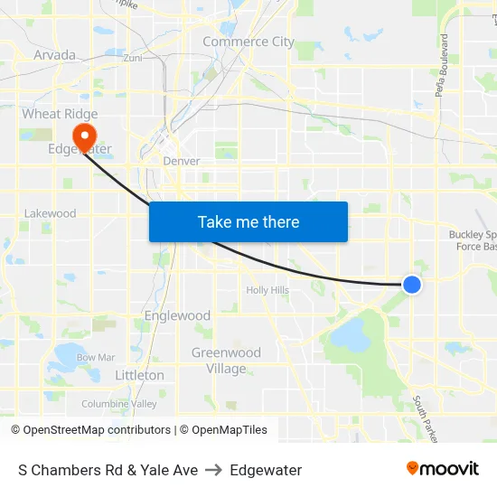 S Chambers Rd & Yale Ave to Edgewater map
